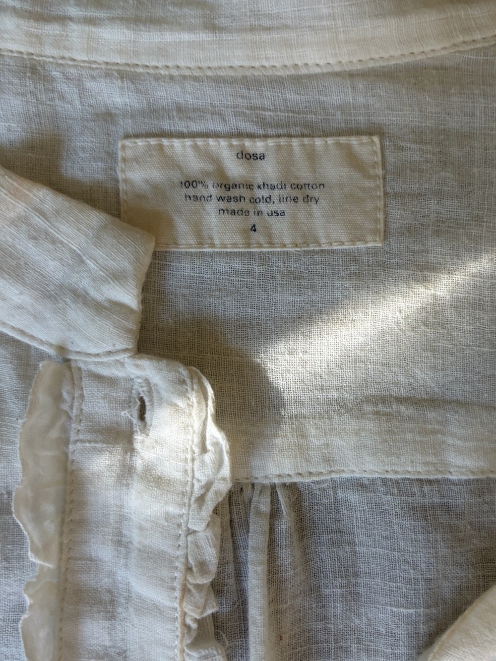 Dosa Women’s Organic Khadi Cotton Shirt in Natural White